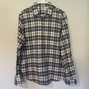 Faherty Mens Organic Cotton Flannel Button Up Shirt Sz Large Plaid Blue Casual - Picture 1 of 8