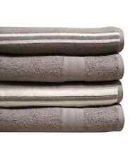 Mainstream Home 4 Piece Bath Towel Set Cotton Grey Stripes/White Extra Soft