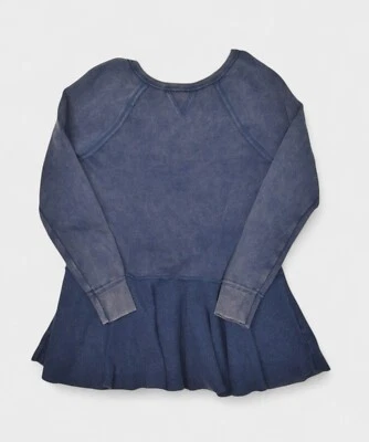 Free People Dress Womens Small Blue Sweater Peplum Tunic Long Sleeve Tie Back - Image 1 of 4