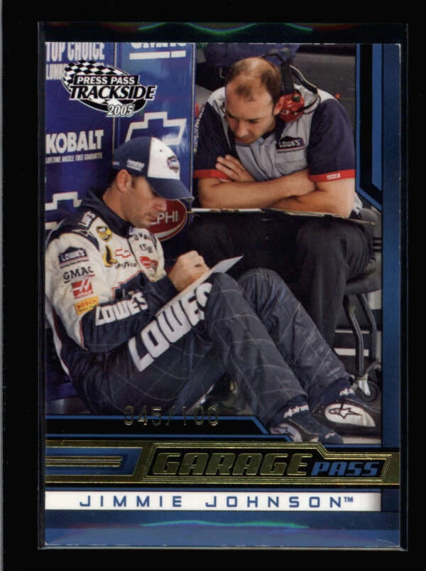 JIMMIE JOHNSON 2005 PRESS PASS TRACKSIDE #G86 GARAGE PASS GOLD #045/100 AZ2848 - Image 1 of 1