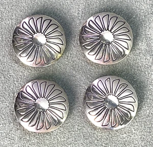 4 Native American Stamped Sterling Silver Button Covers Geometric Design - Picture 1 of 6