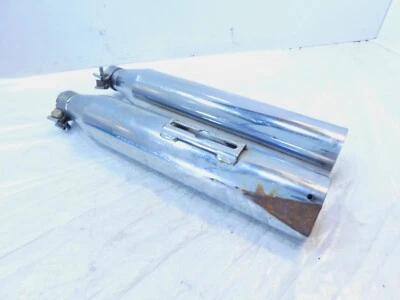 2009 Harley Davidson Dyna FXDB Street Bob Pair Chrome Exhaust Pipe Mufflers - Image 1 of 4