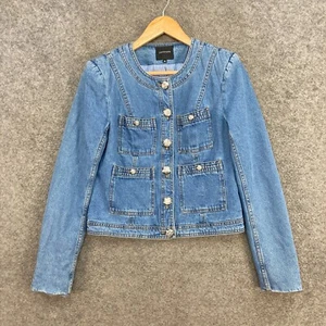 Portmans Denim Jacket Womens 10 Blue Button Padded Shoulder Business 19322 - Picture 1 of 9