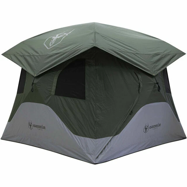 Gazelle GAZLGT400GR 4 Person Camping Hub Tent, Size L - Green