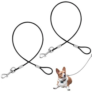 2 Pack Chew Proof Dog Leash Extension Metal Cable Lead,Heavy Duty Dog Leash - Picture 1 of 7