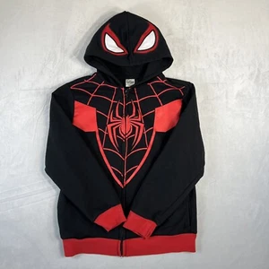 Spiderman Miles Morales Hoodie Youth XXL Black Full Zip Hoodie Eye Mask Marvel - Picture 1 of 8