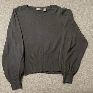 Oxford Sweater Jumper Cotton Cashmere Black Womens Size 14 Ribbed Band Casual - Picture 1 of 9
