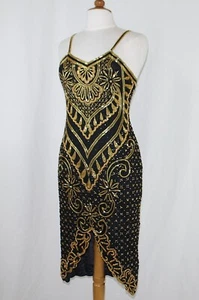 Abito JASDEE vintage con perline lavorato a mano stile seta 2066L - Foto 1 di 3