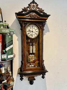 1881 Antique Biedermeier Lenzkirch Vienna Clock IWalnut Case Excellent Condition - Imagen 1 de 24