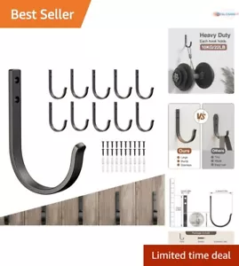 10-Pack Heavy-Duty Wall Hooks - Matte Black Metal Hangers for Home Organization - Picture 1 of 9