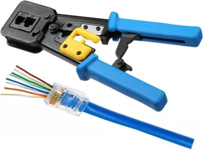 RJ45 Crimping Tool Cat5e Cat6 Cat7 Network Ethernet Cable Cutter Crimp Stripper - Image 1 of 4