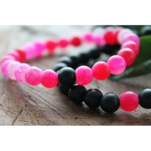 2x Freundschaftsarmband Rosa Schwarz Armband Perlenarmband - Bild 1 von 3