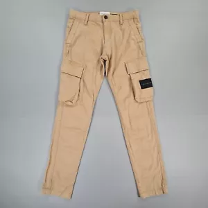Calvin Klein Mens Cargo Trousers Beige W29 Skinny Fit Badge Logo Pants - Picture 1 of 11