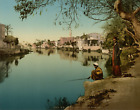 Alexandrie. Le canal Mahmoudieh. PZ vintage photochromie, Egypte photochromie,