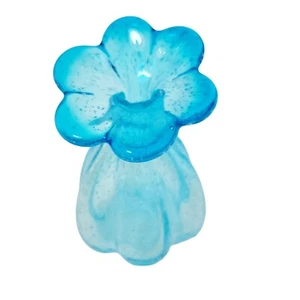 Hand Blown Blue Art Glass Flower Floral Top Vase Bubble Glass MCM Retro Style - Picture 1 of 2