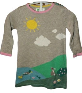 Mini Boden Easter Oatmeal Marl Riverside Scene Knitted Sweater Dress Duck Baby - Picture 1 of 6