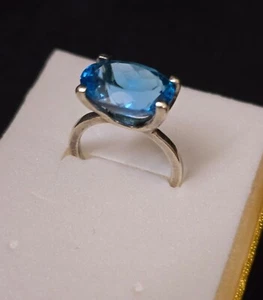 Party Wear Handmade Women Jewelry 925 Sterling Silver Topaz Stone Ring - Picture 1 of 2