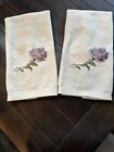 Light tan decorative lavender rose hand towels