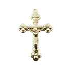 Collier vintage multi-tons or métal chapelet crucifix croix pendentif