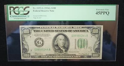 Fr. 2153-G 1934A $100 FRN PCGS 45PPQ - Image 1 of 2
