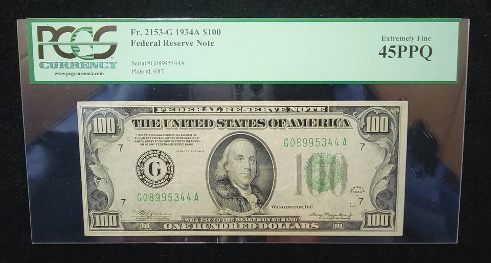 Fr. 2153-G 1934A $100 FRN PCGS 45PPQ - Image 1 of 2