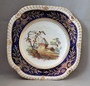 ANTIQUE CHARLES BOURNE HAND PAINTED SCENE PATTERN 522 DESSERT PLATE 1 C1825 - Picture 1 of 3