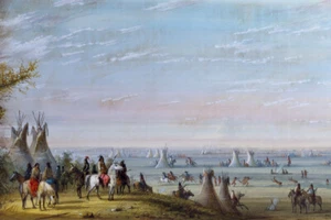 Impresión artística giclee occidental Rendezvous de Alfred Jacob Miller + Envío gratuito - Imagen 1 de 4