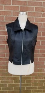 Identity Women's Black Leather Vest Size Junior L (Women's S) - Picture 1 of 6