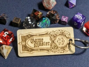 DND Game Master Handmade Wood 2 Sided Gaming Tabletop RPG Keychain Gift Role 5e - Picture 1 of 3