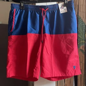 Beach Bros Herren Badekoffer schnelltrocknend elastisch Taille Colorblock marineblau/rot Gr. XXL - Bild 1 von 9