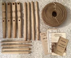 Vintage Holz Hocker Gestell mit Faserrausch Sitz Set - Bild 1 von 3