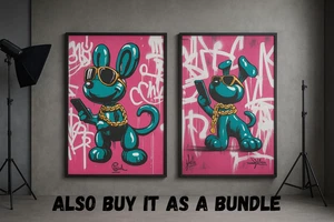 PACCHETTO Hip Hop Palloncino Cane Graffiti: Stampa Pop Art Moderna (VENDITORE USA) 24"x36" - Foto 1 di 3