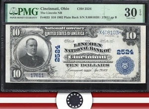 1902 $5 CINCINNATI, OH LINCOLN NATIONAL BANK PMG 30 EPQ 17611 - Picture 1 of 3