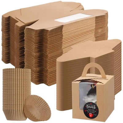 100 Set Christmas Hot Cocoa Bomb Packaging Kit Individual Christmas Cupcake B... - Image 1 of 4