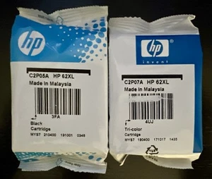 NEW Sealed in Original Packaging HP 62XL BLACK & 62XL Tri Color Combo Pack of 2 - Picture 1 of 2