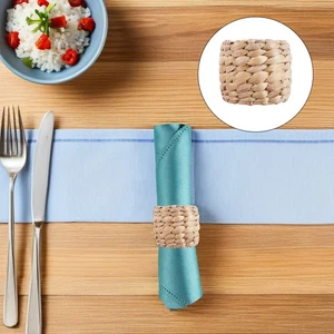  6 Stück geflochtene Serviettenringe: Handarbeit Strohweben Serviettenschnalle - elegant - Bild 1 von 12