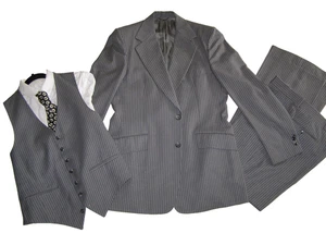 TRAJE DE COLECCIÓN 3 PIEZAS HAMMONTON PARK Hombre Gris Rayas Franela Lana Traje 42 L - Imagen 1 de 15