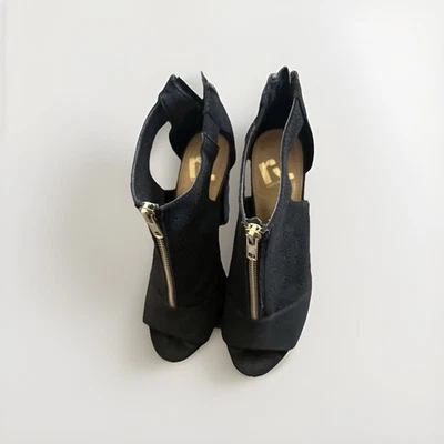 Report shoes Black Suede Pump open toe zip front Size 7 1/2 ￼ - Image 1 of 4