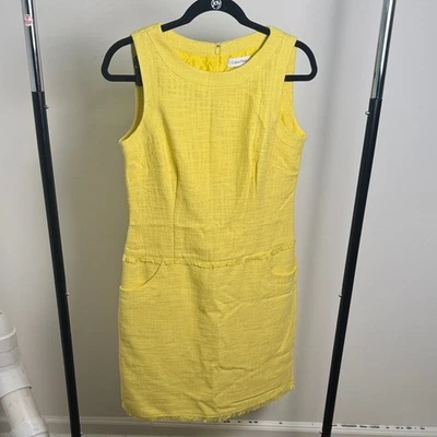 Vestido profesional de negocios sin mangas con funda de tweed Preppy Calvin Klein talla 8 Foto 1 de 4