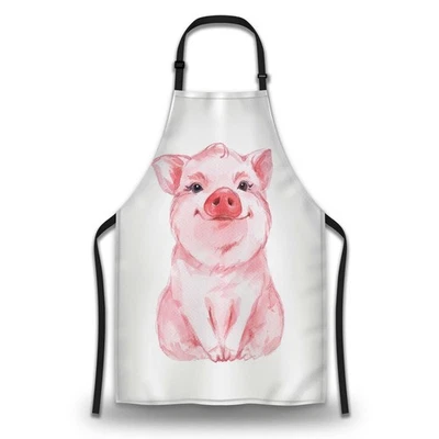 Delantal de cocina para mujer precioso cerdo rosa acuarela delantales de cocina para hombres para cocina... Foto 1 de 4