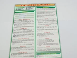 GW WARHAMMER RULES PLAYSHEET. 5TH EDITION. GREEN 1629 - Picture 1 of 1