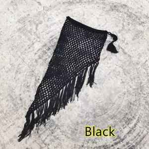 Hand Crochet Asymmetric Sarong Women Bikini Elastic Waist Beach Fishtail Skirt - Picture 1 of 16