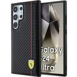 Custodia cellulare case Galaxy S24 ultra Ferrari look carbonio nero logo metallo - Foto 1 di 8