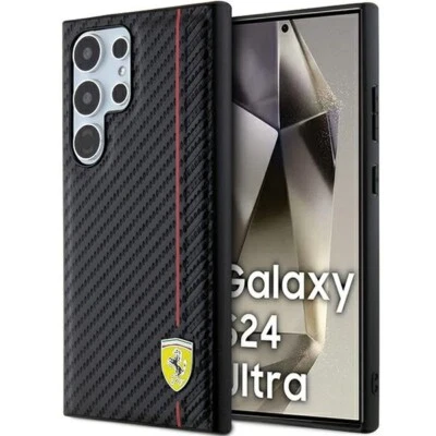 CG MOBILE Custodia cellulare case Galaxy S24 Ultra Ferrari carbon look nero logo metallo
