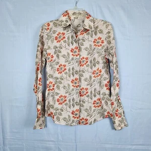 ETRO Long Sleeve Boho 100% Linen Button Down Shirt Floral Blouse 44 US 8 Italy - Picture 1 of 13