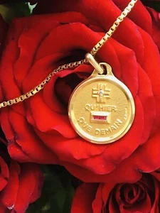 2Ct Lab Created Red Ruby "Qu’hier que demain" Pendant 14K Yellow Gold Finish - Picture 1 of 7
