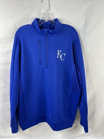 Kansas City Royals KC Antigua shirt 1/4 Zip Blue Pullover Jacket Men's SIZE XL Cover