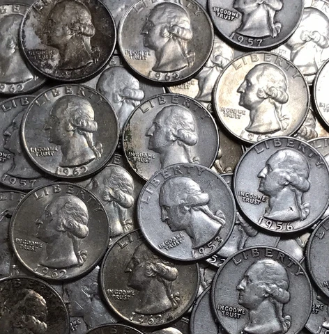 1932 ~ 1964 Washington Silver Quarters ~ 90% Silver Coins ~ 1 Random Silver Coin Cover
