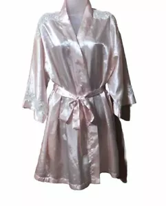 Vintage Rashella zartrosa Satin Größe Large Dessous kurzer Morgenmantel Spitze Perlenstickerei - Bild 1 von 6