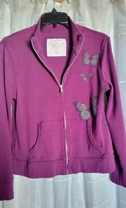 NEW Sonoma Life+Style Women's  Purple Sweatshirt W/Butterflies Size Petite M  - Picture 1 of 11